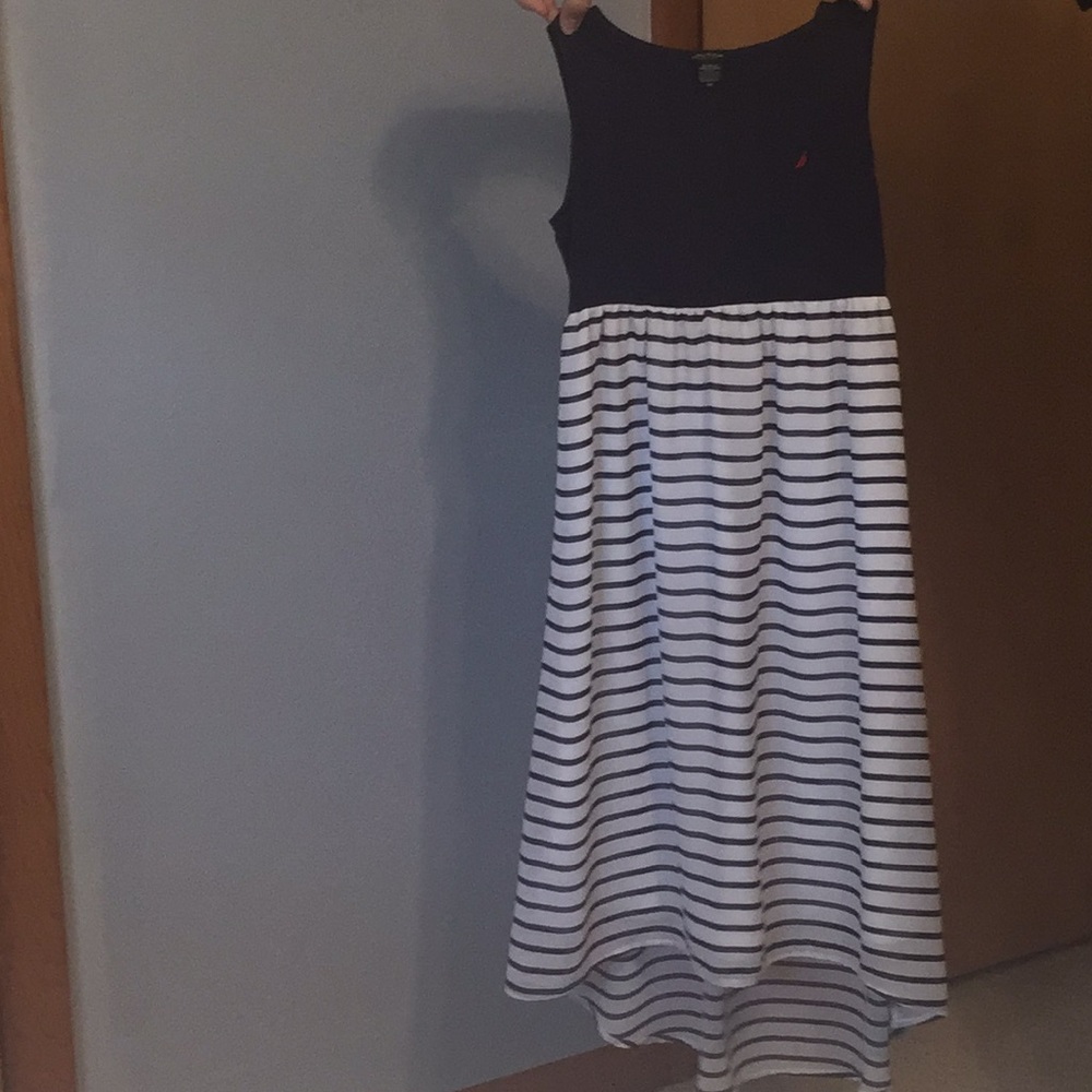 Navy blue striped dress